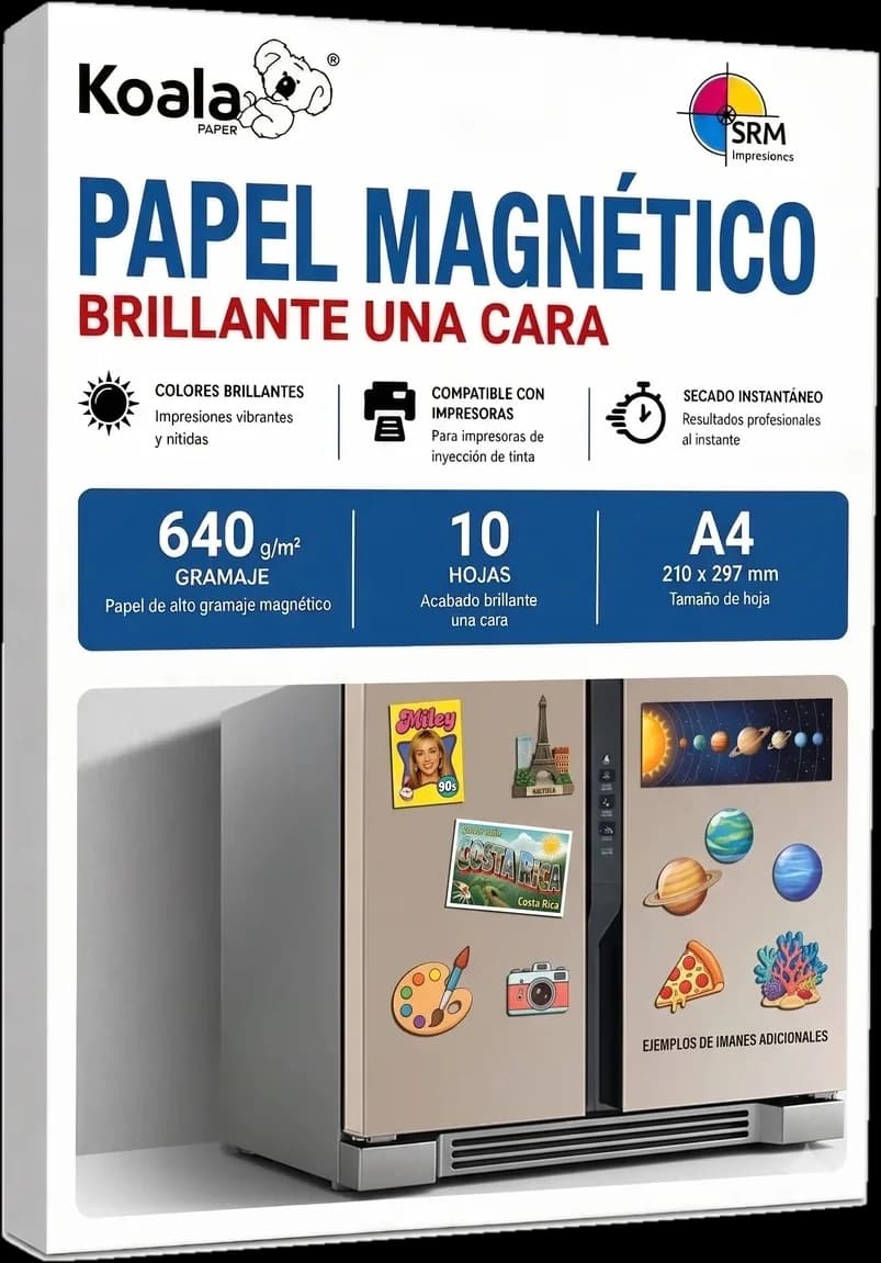 Paquete Koala Paper Papel Magnético Brillante una cara A4, 640 g/m², 10 hojas